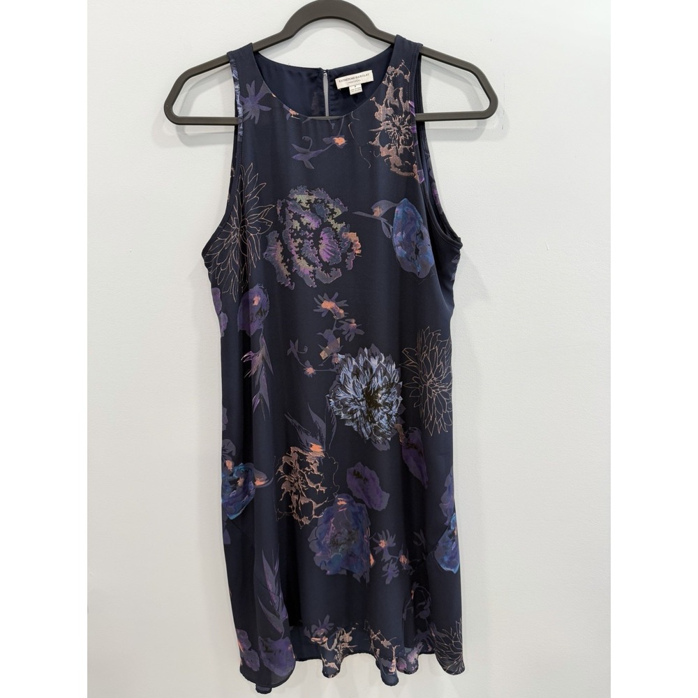 Katherine Barclay Floral Mini Dress Lined Navy Sleeveless A-Line Size 8 Y2K - Picture 5 of 12
